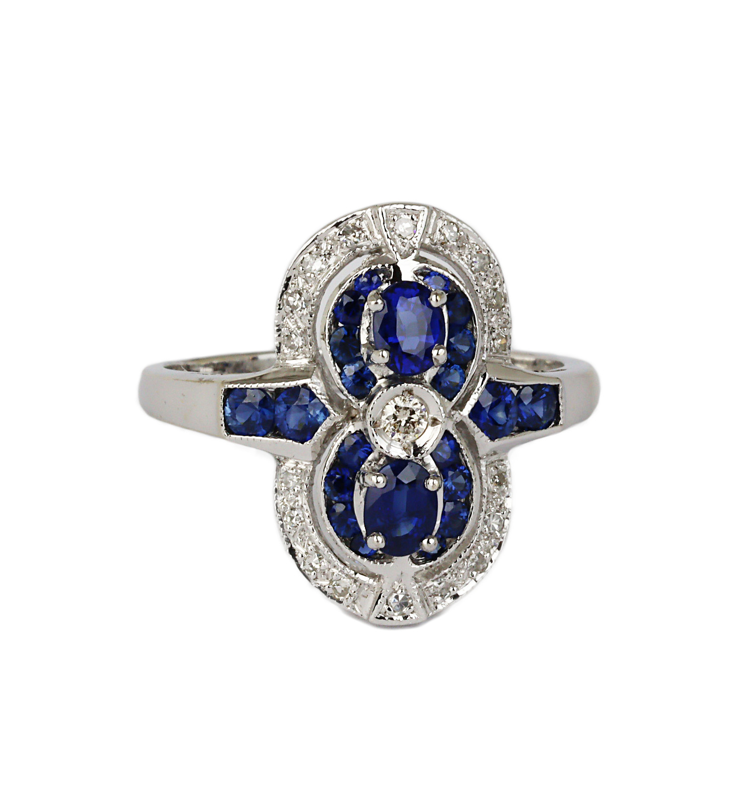 Gallery image of this Women’s 14k White Gold Diamond, Sapphire Size 6.75 Ring