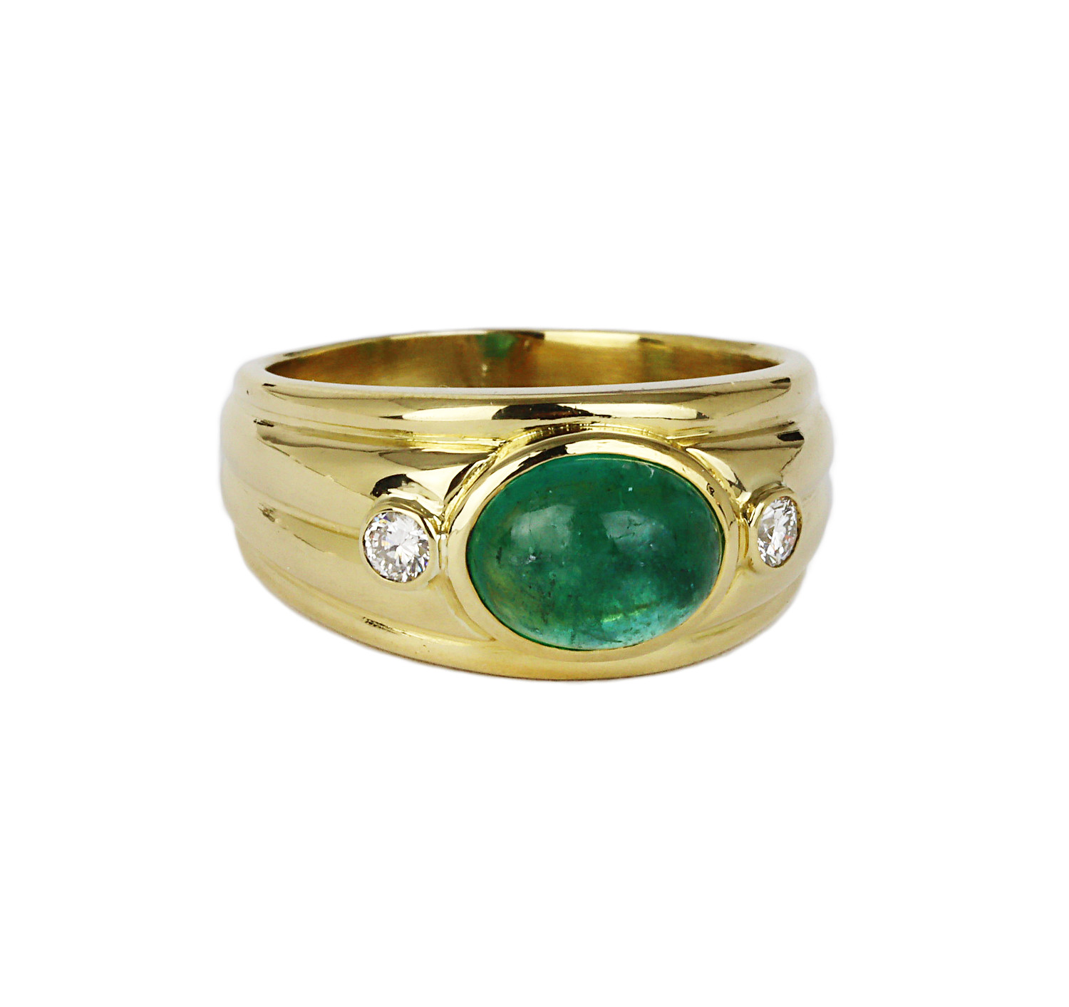 Gallery image of this Women’s 18k Yellow Gold Diamond, Emerald Size 7.75 Ring