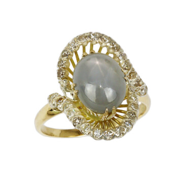 Featured image of this Women’s 10k Yellow Gold Diamond, Star Sapphire Size 6.75 Ring