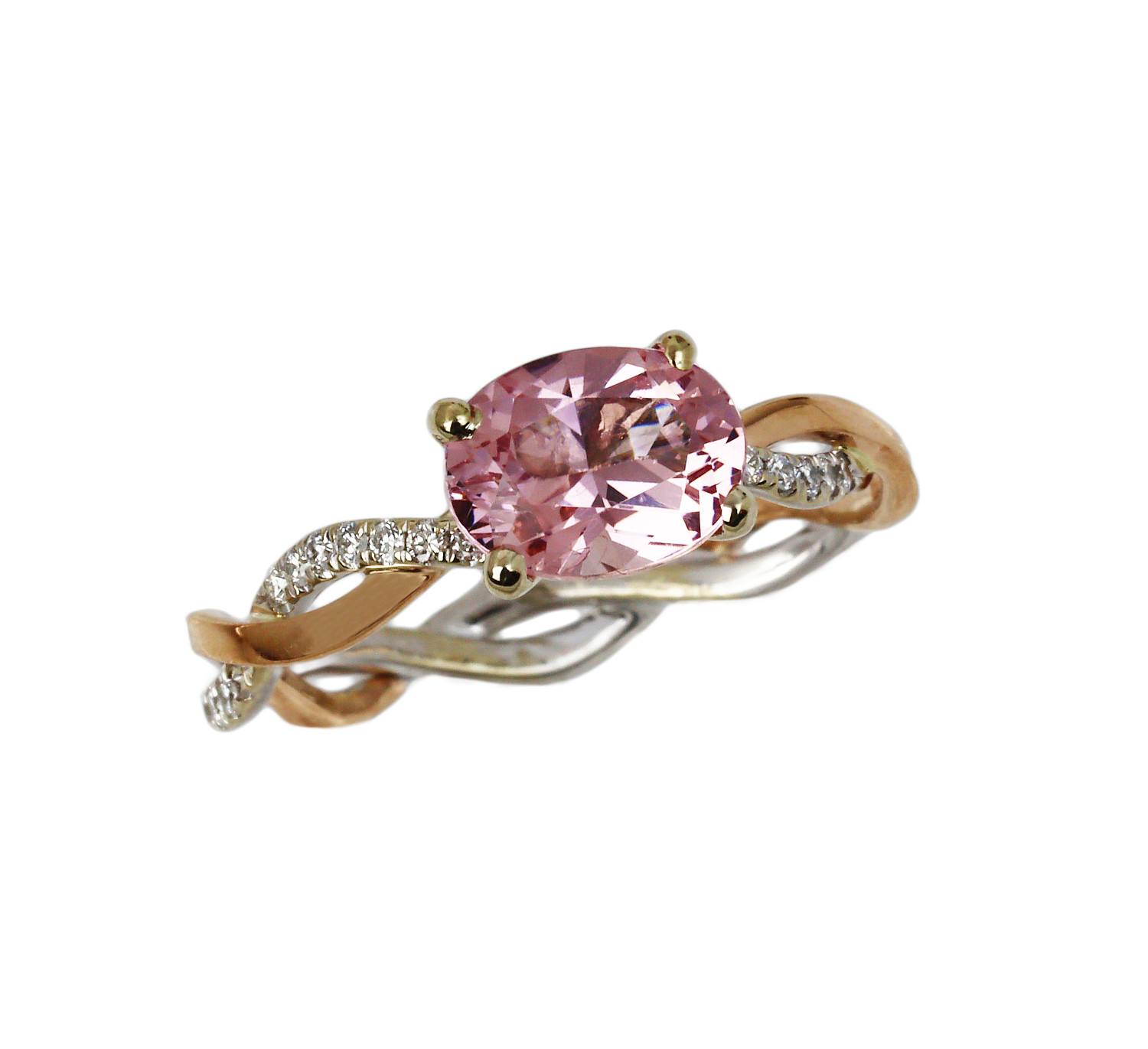 Featured image of this Women’s 14k Rose Gold Diamond, Morganite Size 5.75 Ring