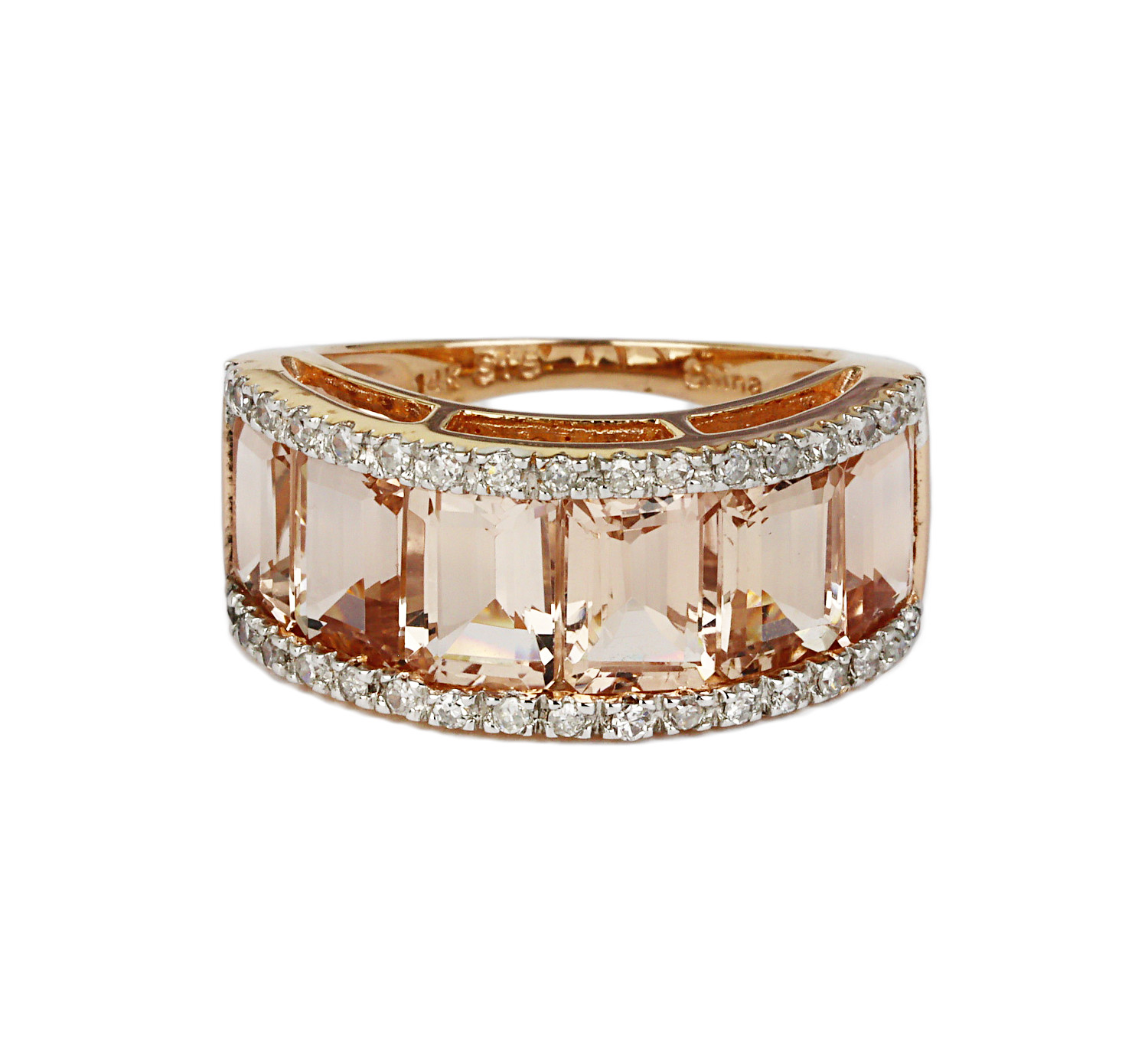 Gallery image of this Women’s 14k Rose Gold, Diamond, Morganite Size 7 Ring
