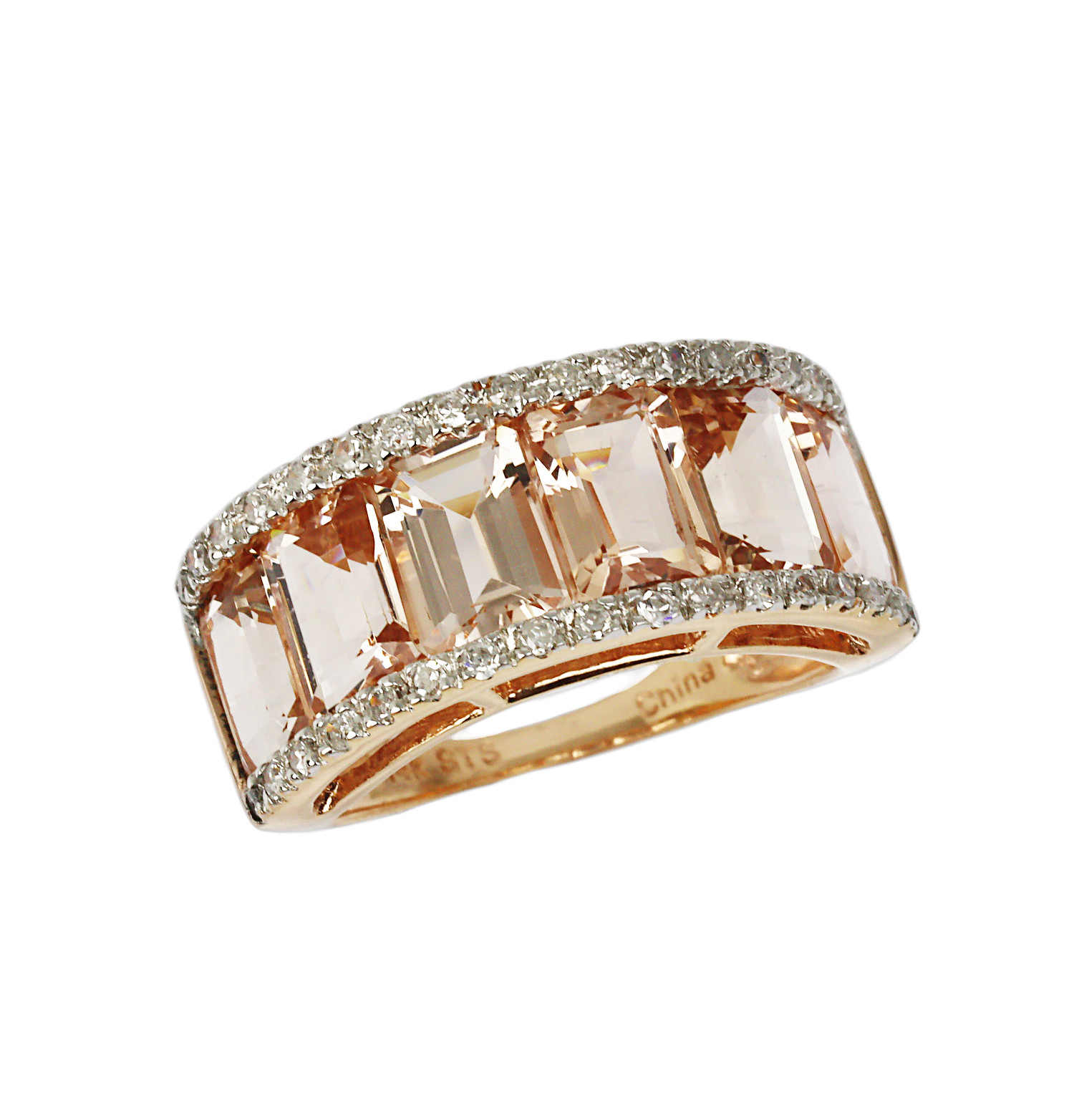 Featured image of this Women’s 14k Rose Gold, Diamond, Morganite Size 7 Ring
