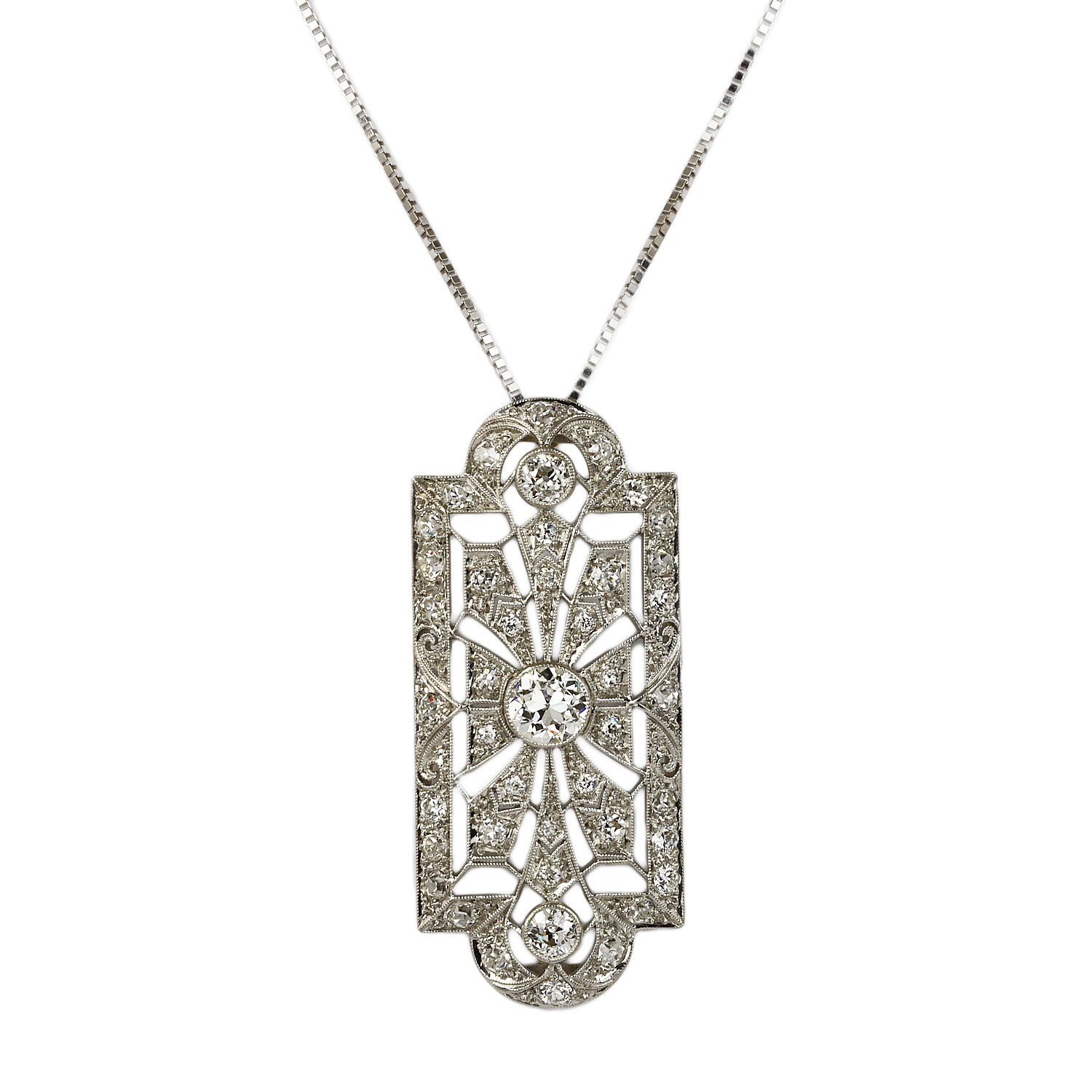 Featured image of this Women’s Vintage 14k White Gold Diamond Necklace