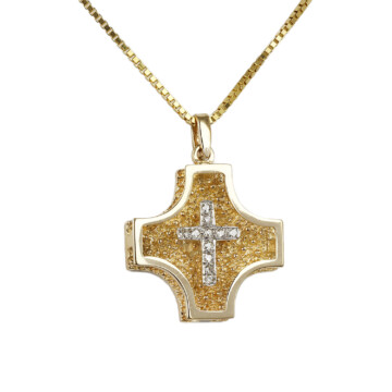 Featured image of this Women’s 14k Yellow Gold Diamond Cross Necklace