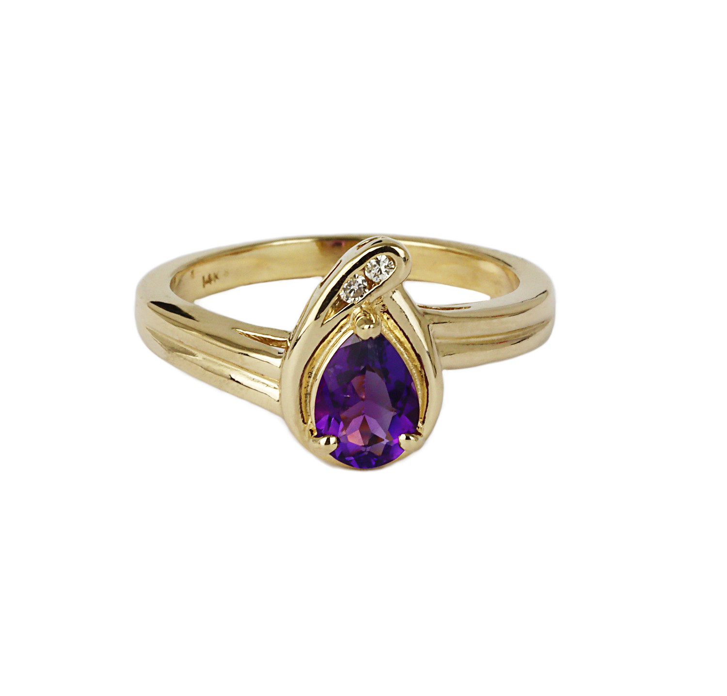 Gallery image of this Women’s 14k Yellow Gold Amethyst, Diamond Ring Size 6.5