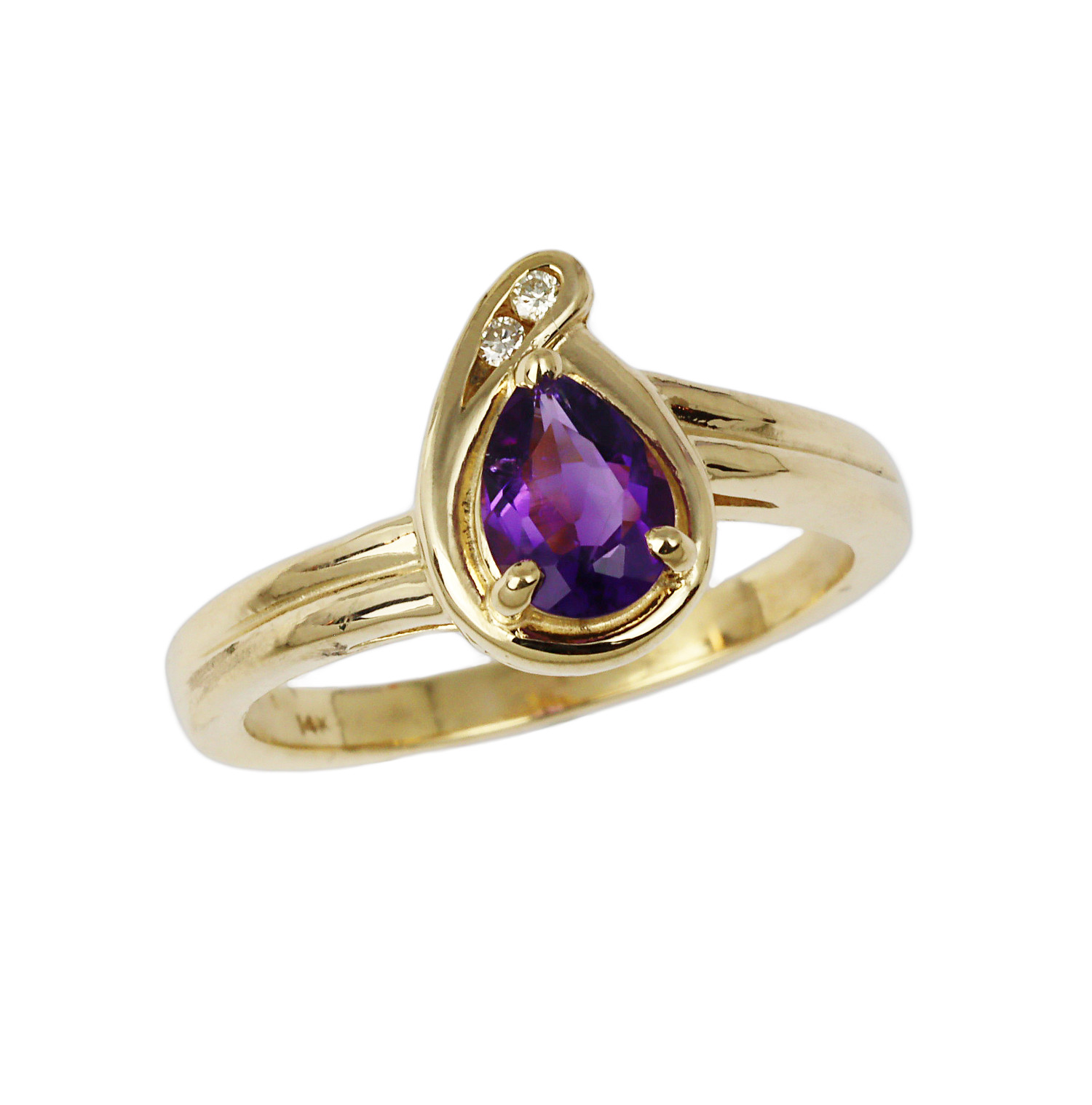 Featured image of this Women’s 14k Yellow Gold Amethyst, Diamond Ring Size 6.5