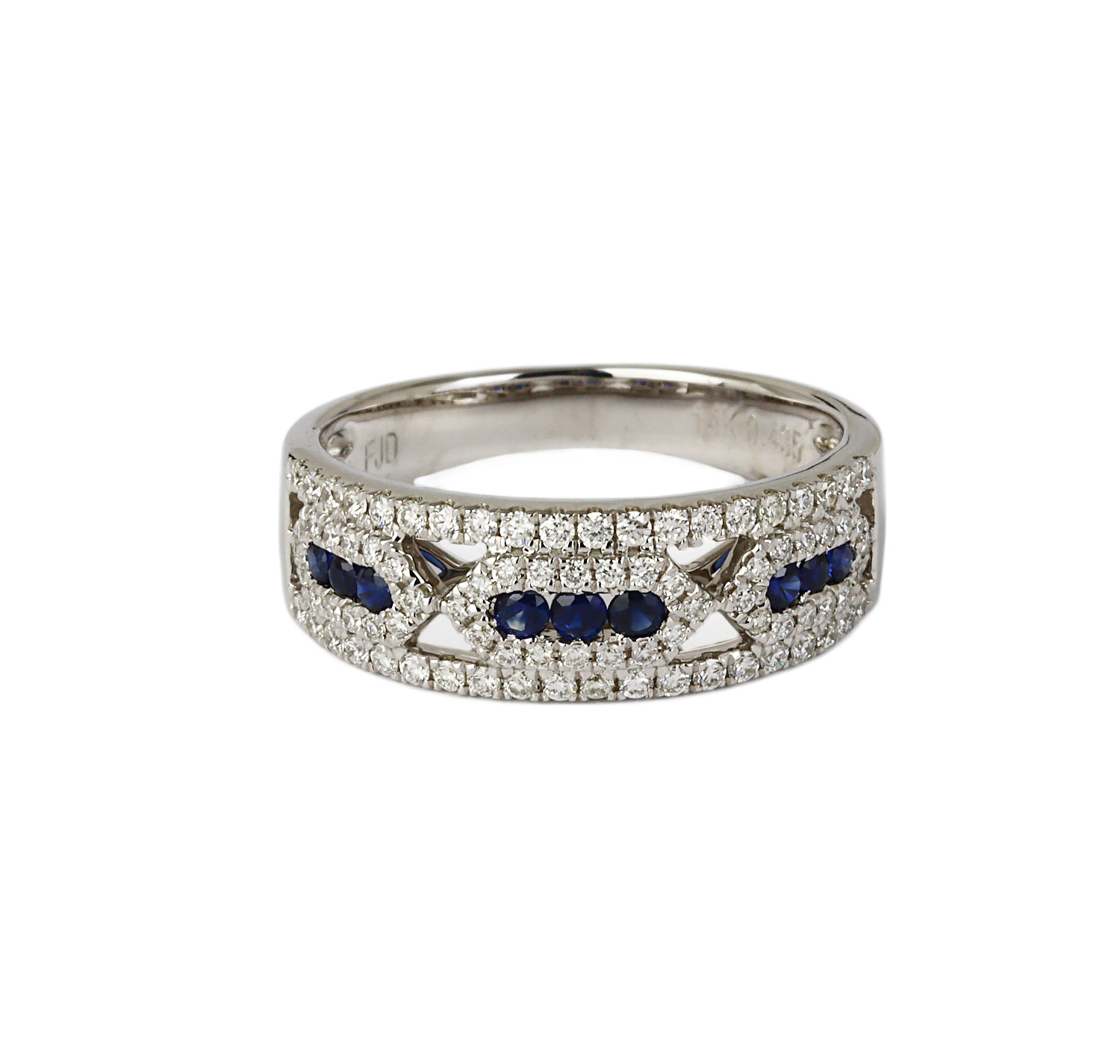 Gallery image of this Fischer Women’s 14k White Gold Diamond, Sapphire Ring Size 7