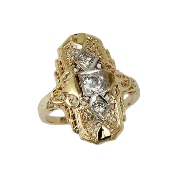 Featured image of this Vintage Women’s 14k Yellow & White Gold Diamond Ring Size 6.25