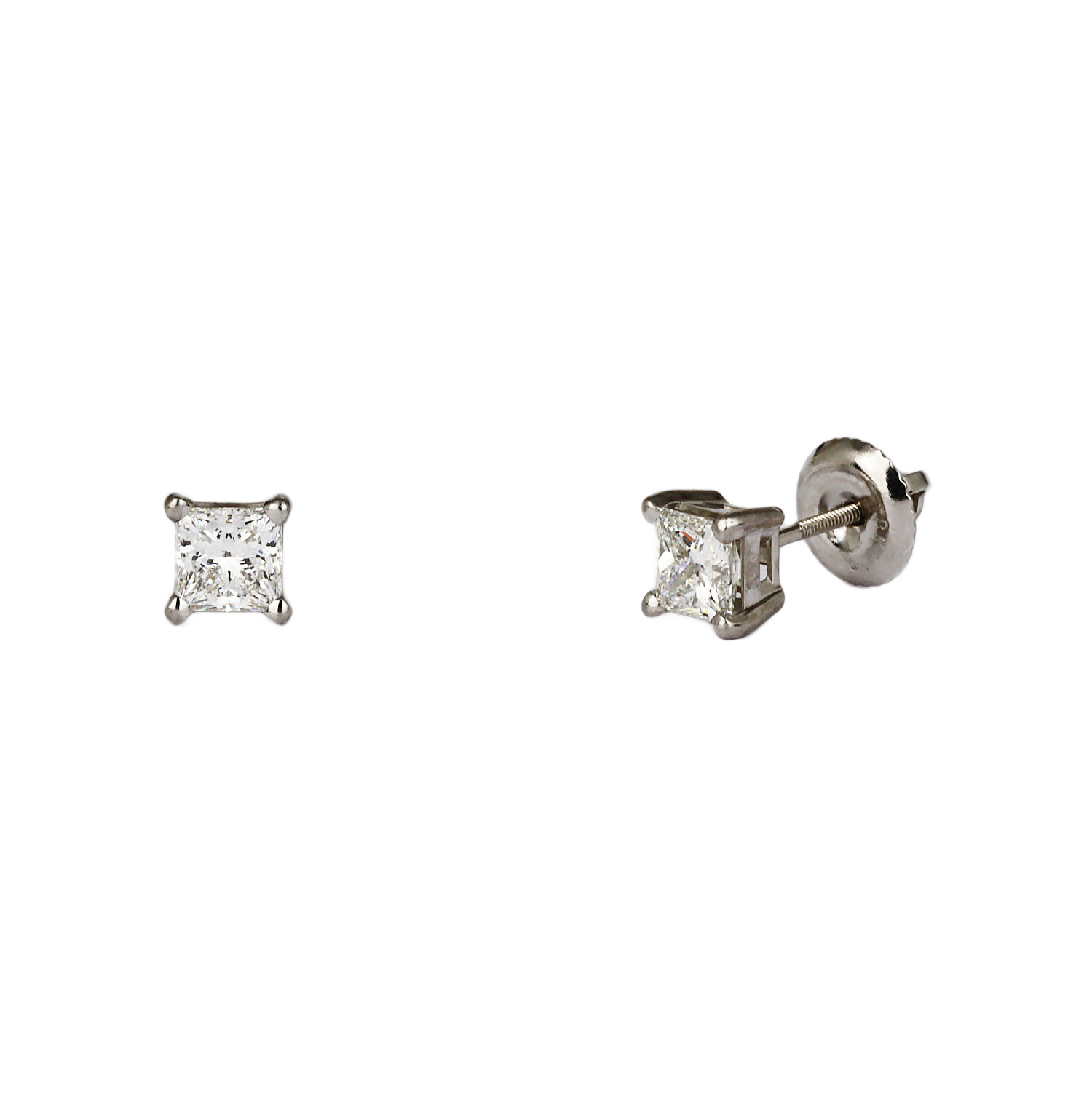 Gallery image of this Women’s 14k White Gold Diamond Stud Earrings GIA Cert