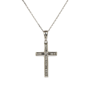 Featured image of this Women’s 14k White Gold Diamond Cross Necklace