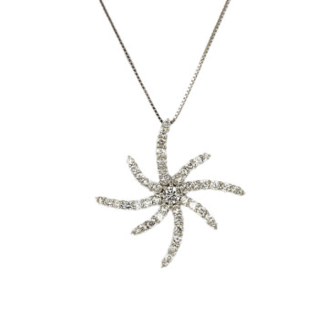 Featured image of this Women’s 14k White Gold Diamond Starburst Necklace