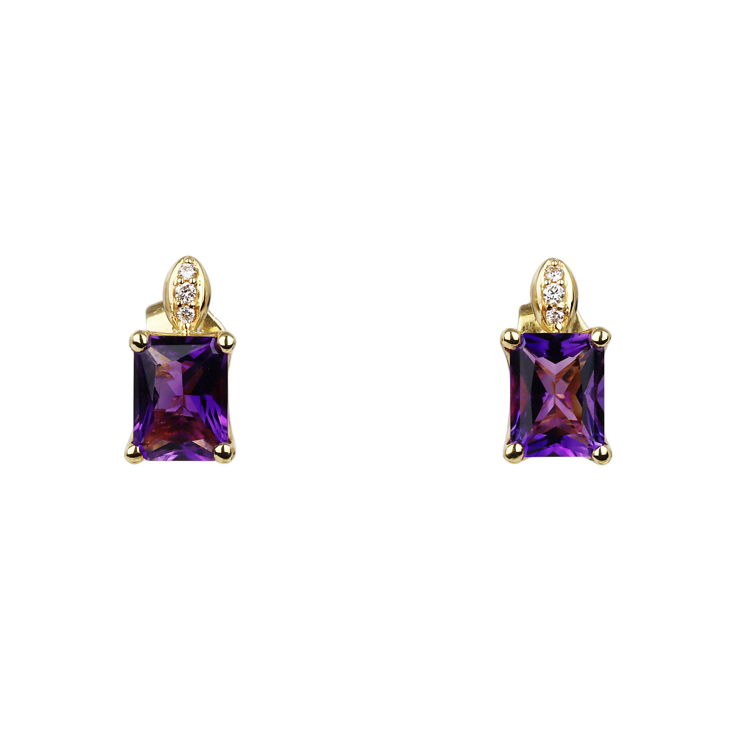 Featured image of this Women’s 18k Yellow Gold Amethyst, Diamond Stud Earrings
