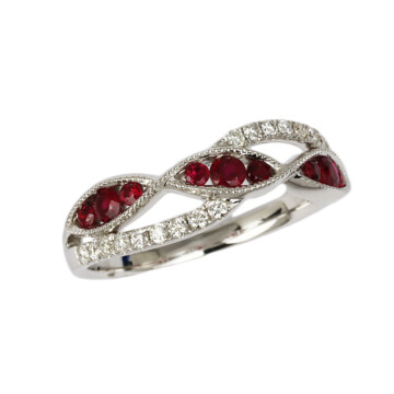Featured image of this Fischer Women’s 14k White Gold Diamond, Ruby Ring Size 6.75