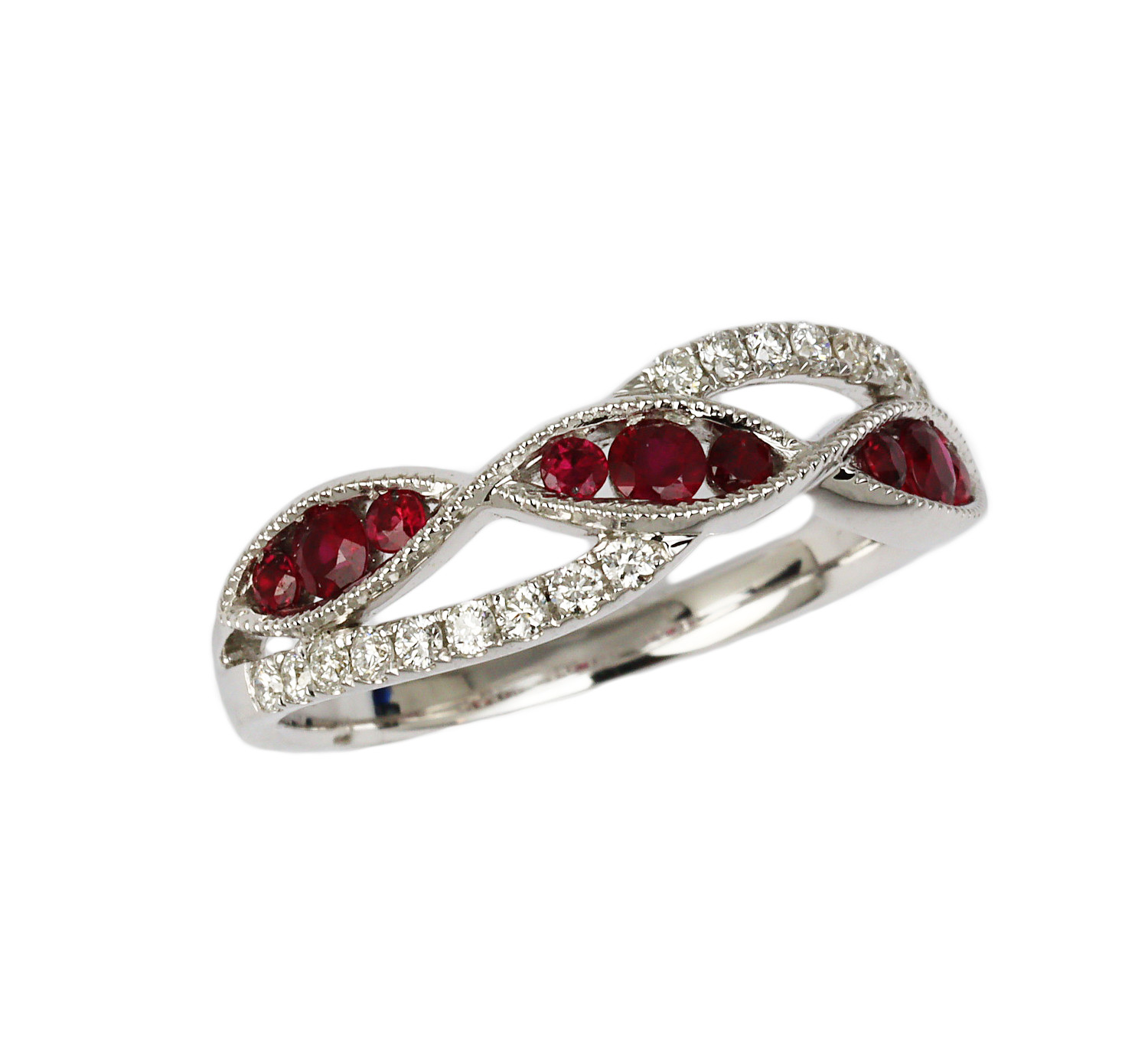 Featured image of this Fischer Women’s 14k White Gold Diamond, Ruby Ring Size 6.75