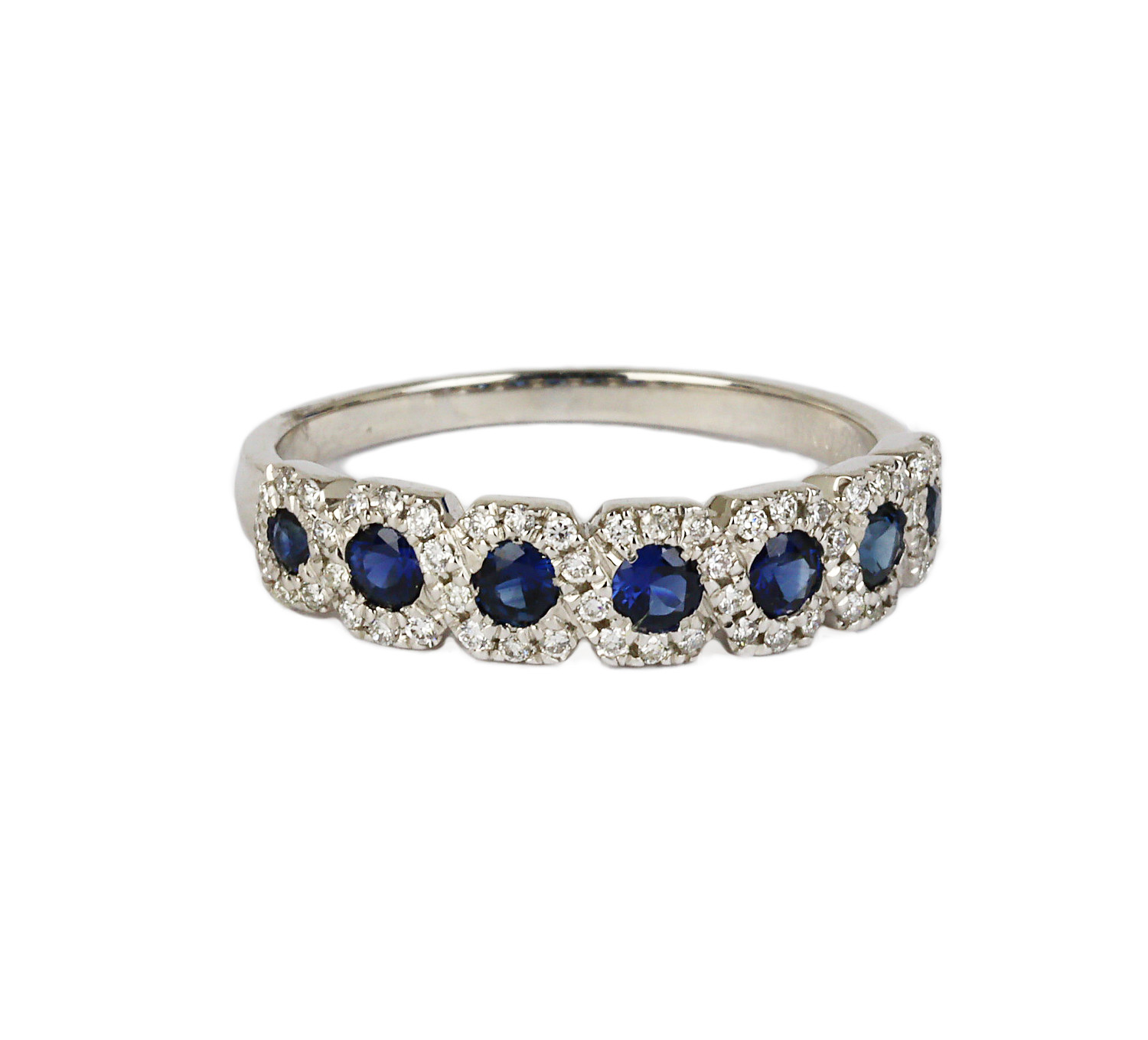 Gallery image of this Fischer Women’s 14k White Gold, Diamond, Sapphire Ring Size 6.75