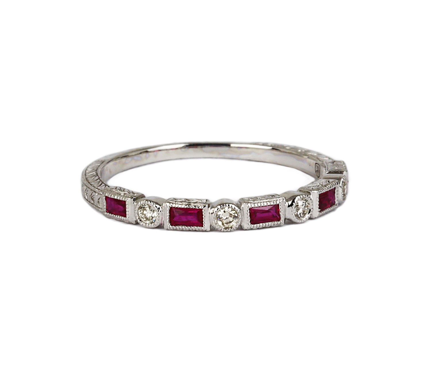 Gallery image of this Fischer Women’s 14k White Gold Diamond, Ruby Ring Size 6.5
