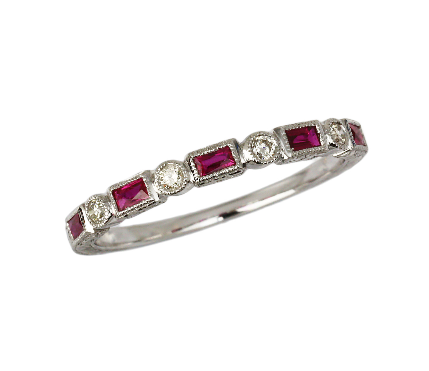 Featured image of this Fischer Women’s 14k White Gold Diamond, Ruby Ring Size 6.5