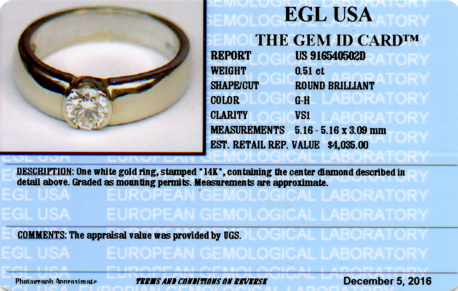 Gallery image of this Women’s 14k White Gold Diamond Band Ring Size 7 EGL Cert