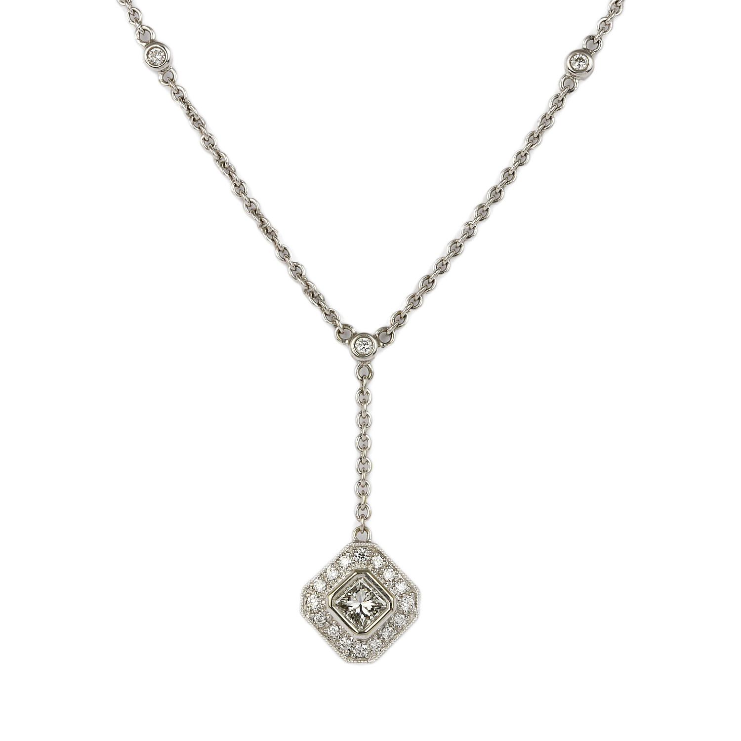 Featured image of this Women’s 14k White Gold Diamond Station Necklace