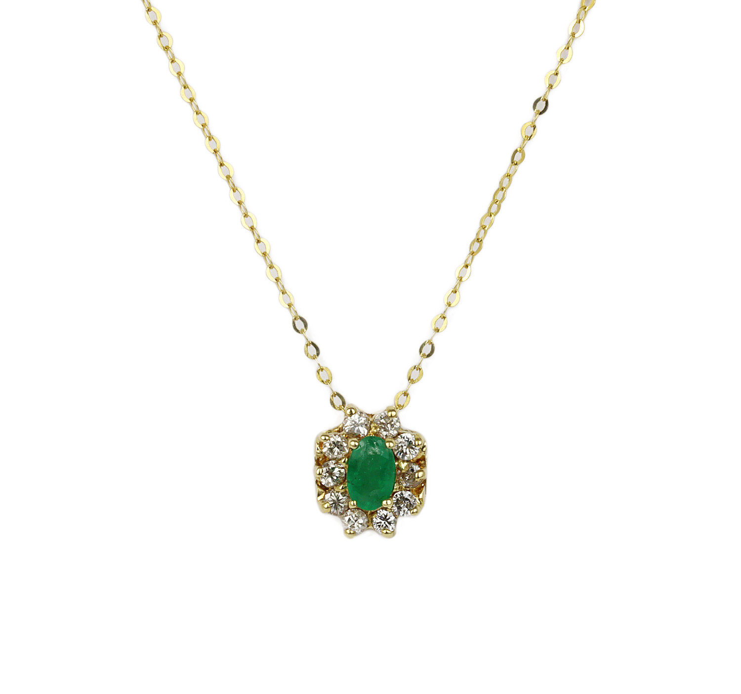 Featured image of this Women’s 14k Yellow Gold Diamond, Emerald Necklace