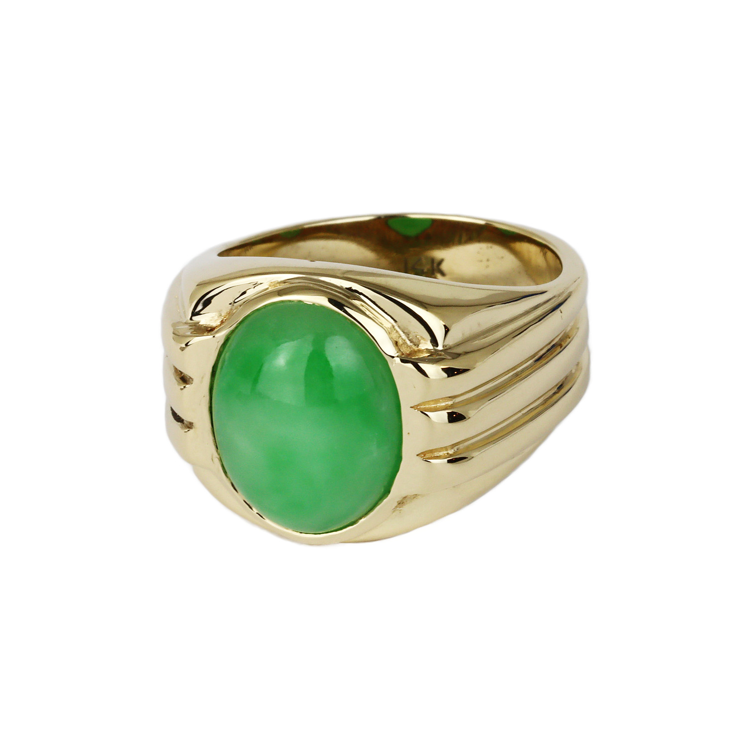 Gallery image of this Women’s 14k Yellow Gold Jade Ring Size 6.5
