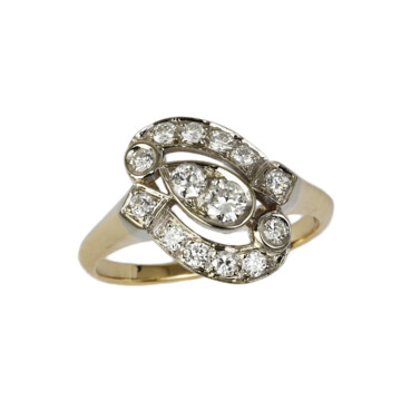Featured image of this Vintage Women’s 14k Yellow & White Gold Diamond Ring Size 7.75