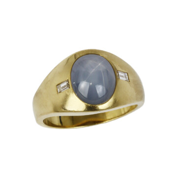 Featured image of this Women’s 18k Yellow Gold Diamond, Star Sapphire Ring Size 8
