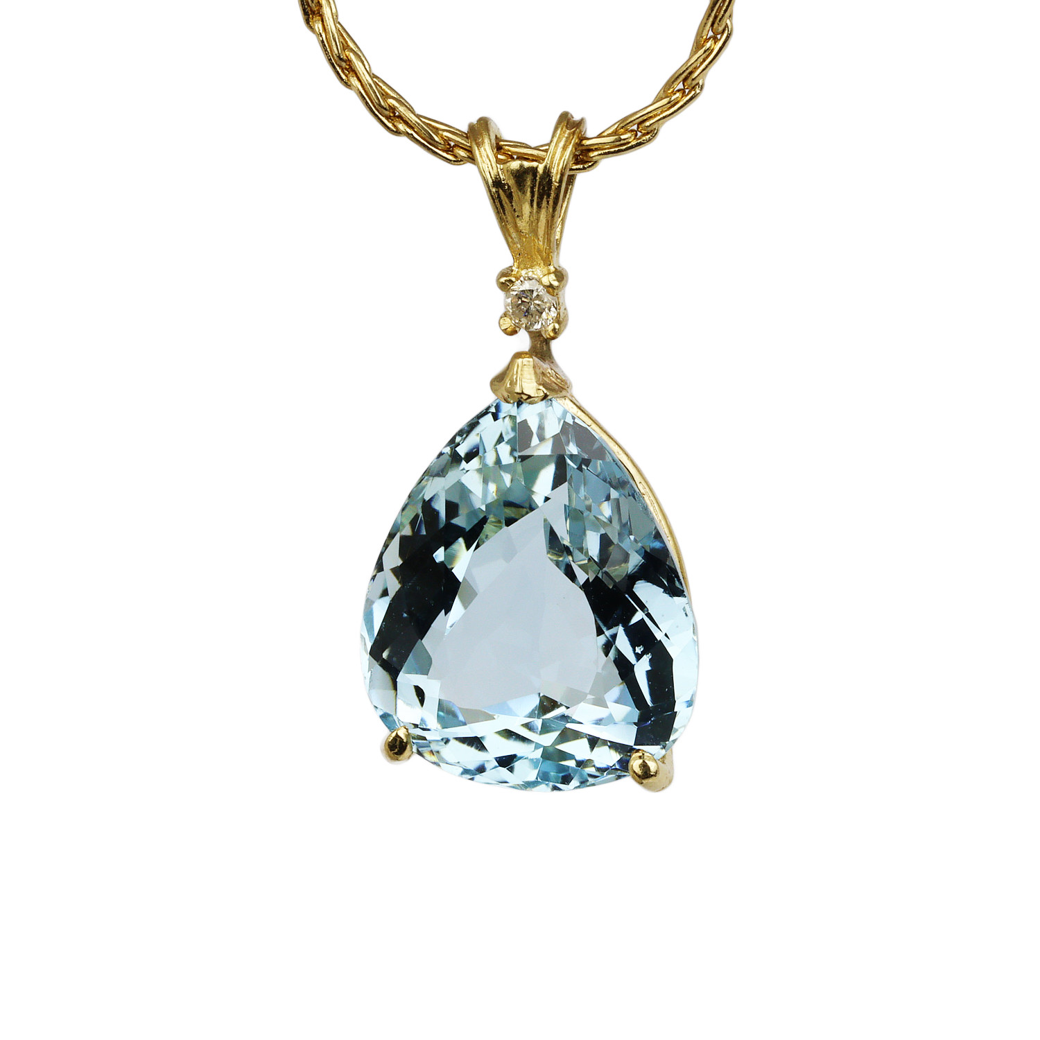Gallery image of this Women’s 14k Yellow Gold Aquamarine Necklace