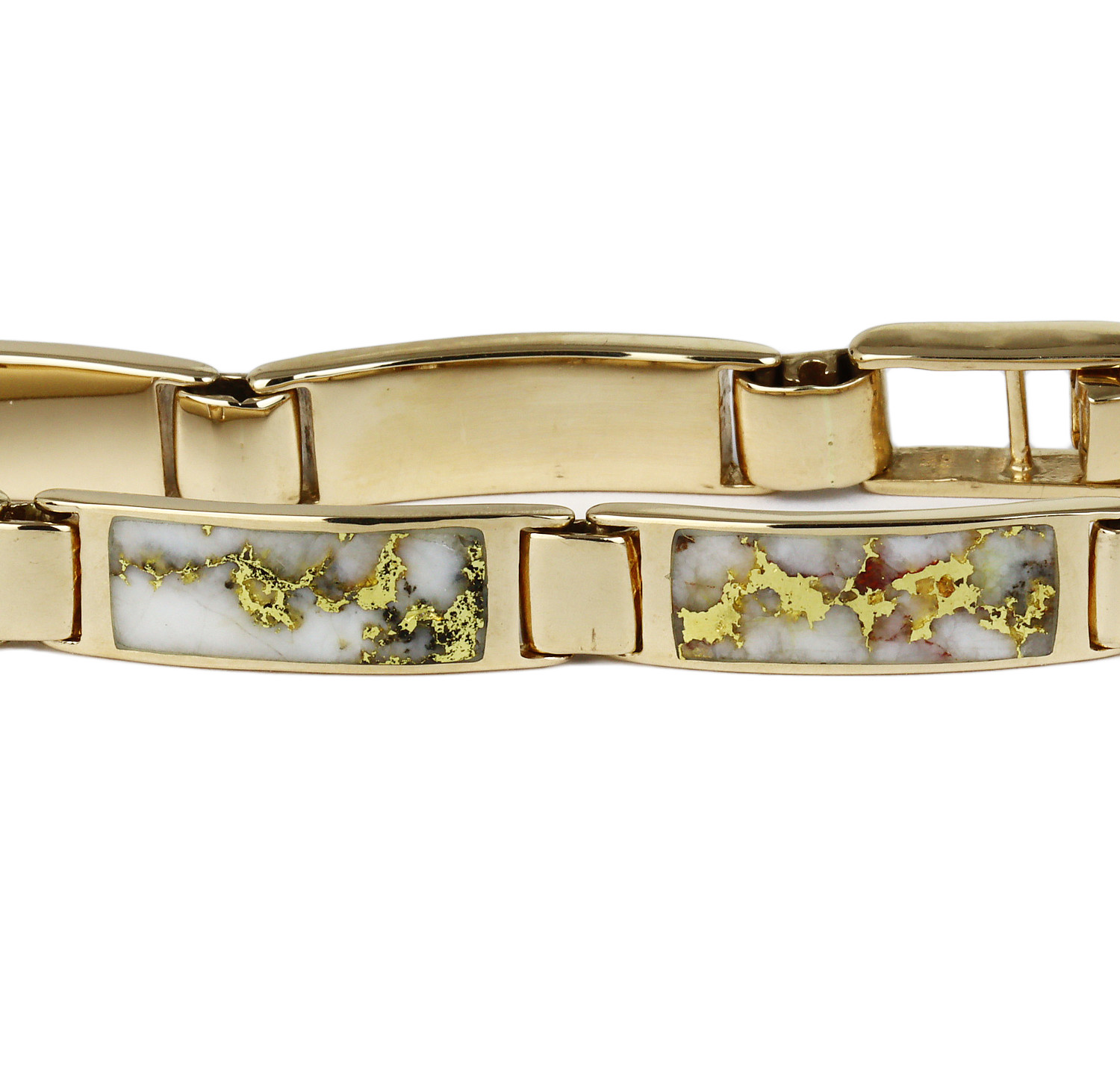 Gallery image of this Unisex 14k Yellow Gold, Gold in Quartz Link Bracelet