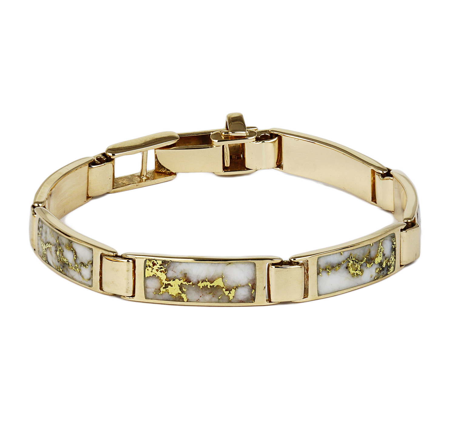 Featured image of this Unisex 14k Yellow Gold, Gold in Quartz Link Bracelet