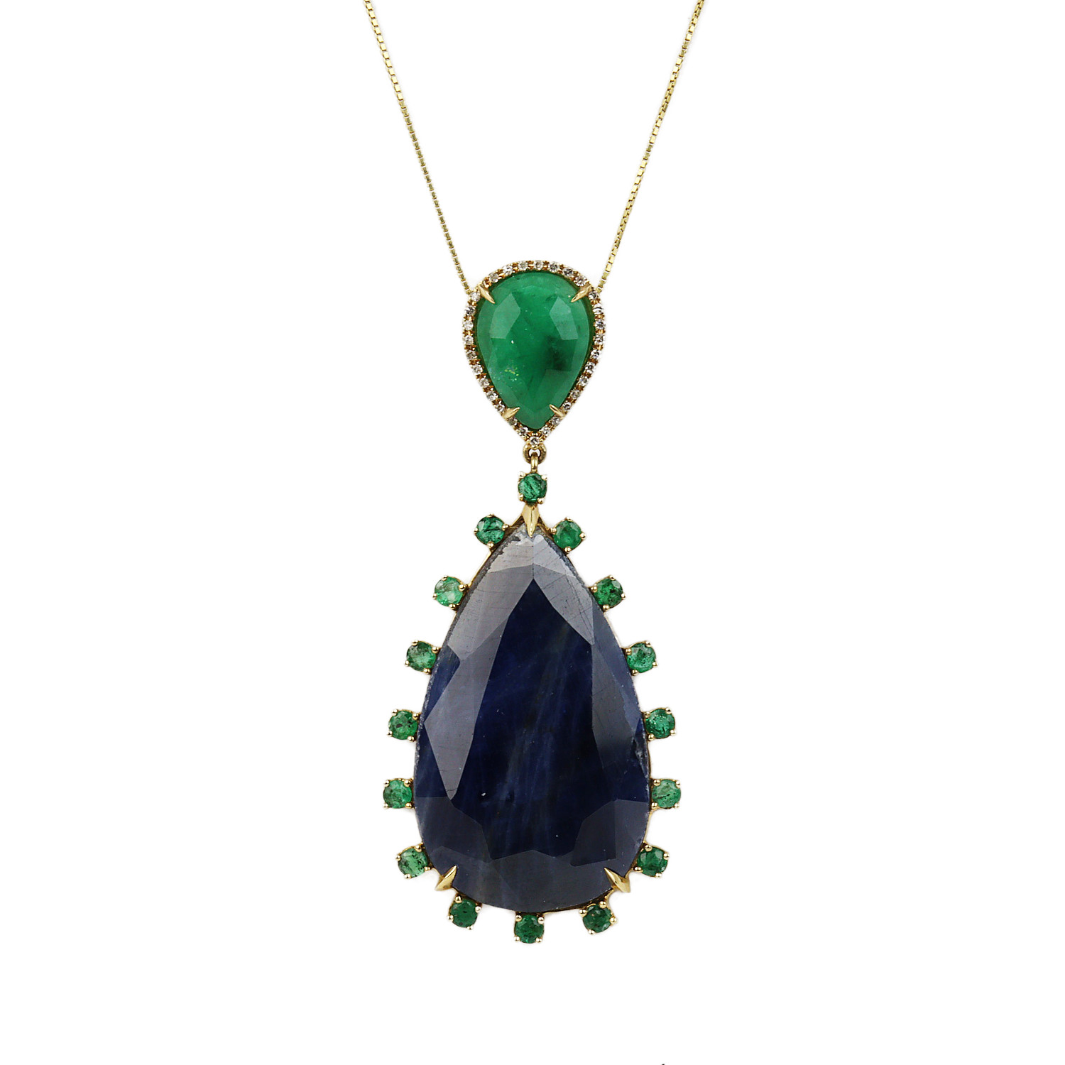 Featured image of this Fischer Women’s 14k Yellow Gold Diamond, Emerald, Sapphire Necklace
