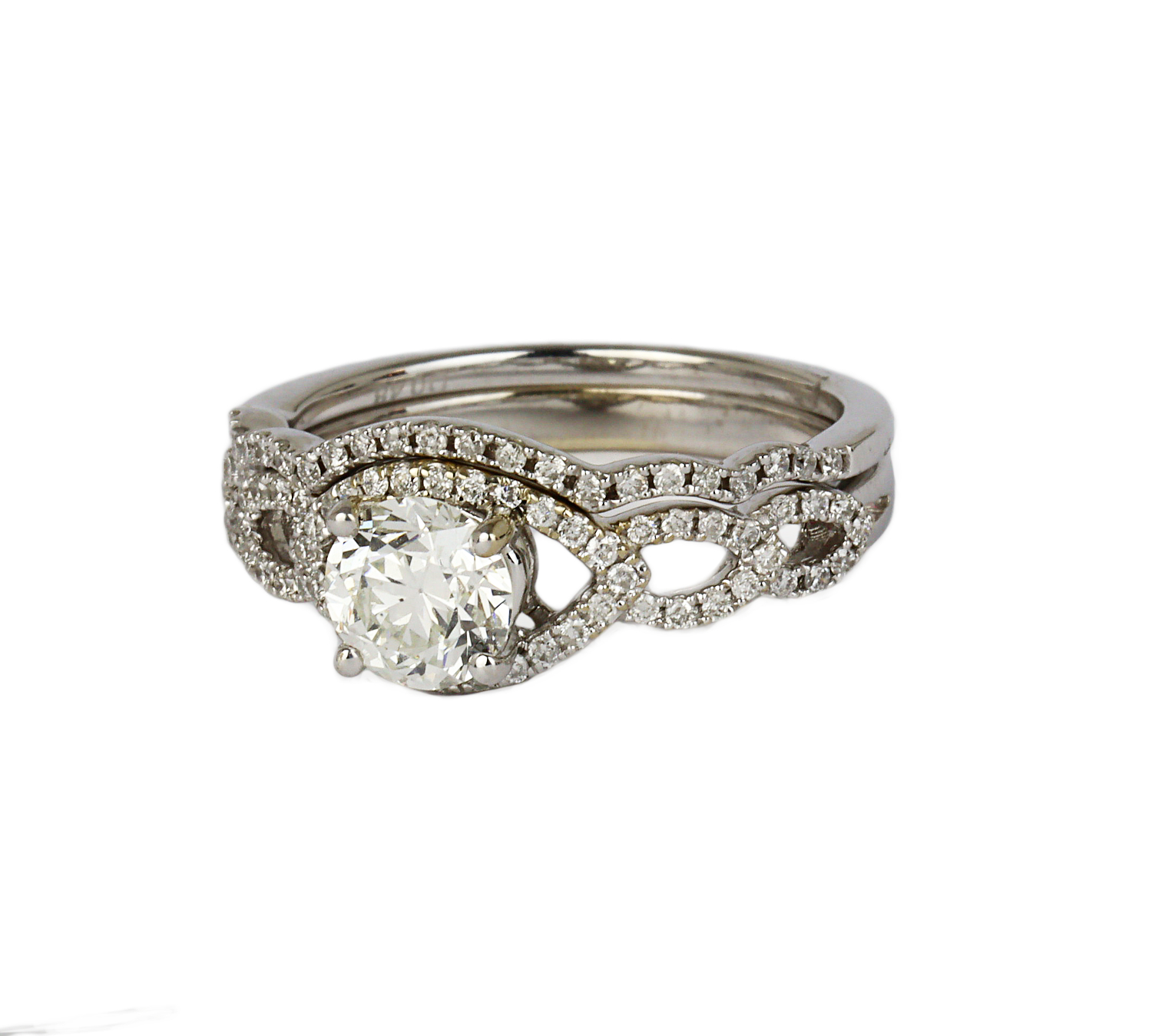 Gallery image of this Women’s 14k White Gold Diamond Bridal Ring Set Size 6.5 EGL Cert