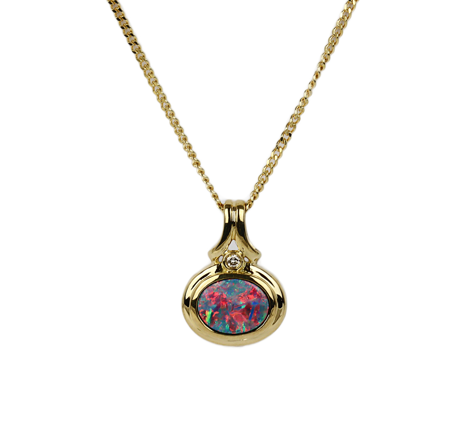 Featured image of this Women’s 18k Yellow Gold, Diamond, Opal Necklace