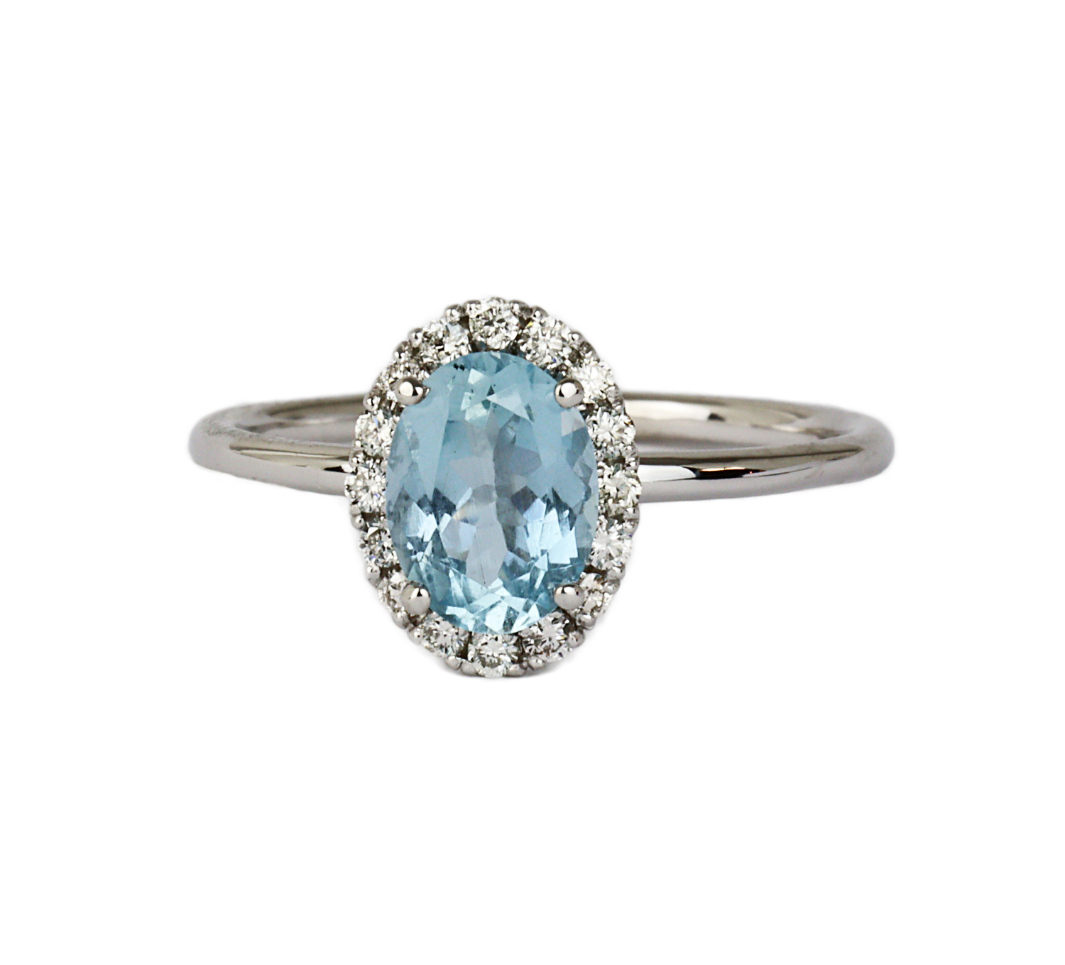 Gallery image of this Women’s 14k White Gold Aquamarine, Diamond Ring Size 6.5