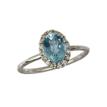 Featured image of this Women’s 14k White Gold Aquamarine, Diamond Ring Size 6.5