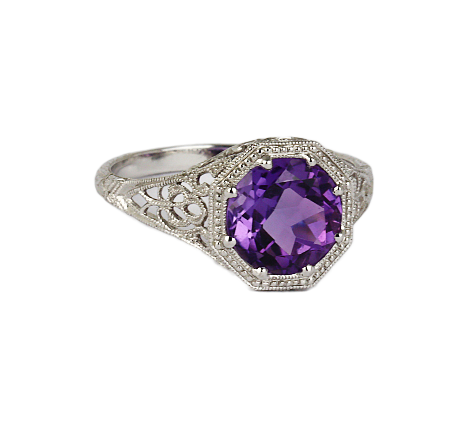 Gallery image of this Women’s 14k White Gold Amethyst Ring Size 6.5