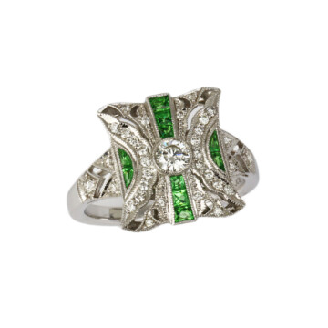 Featured image of this Women’s 14k White Gold Diamond, Tsavorite Ring Size 6.5