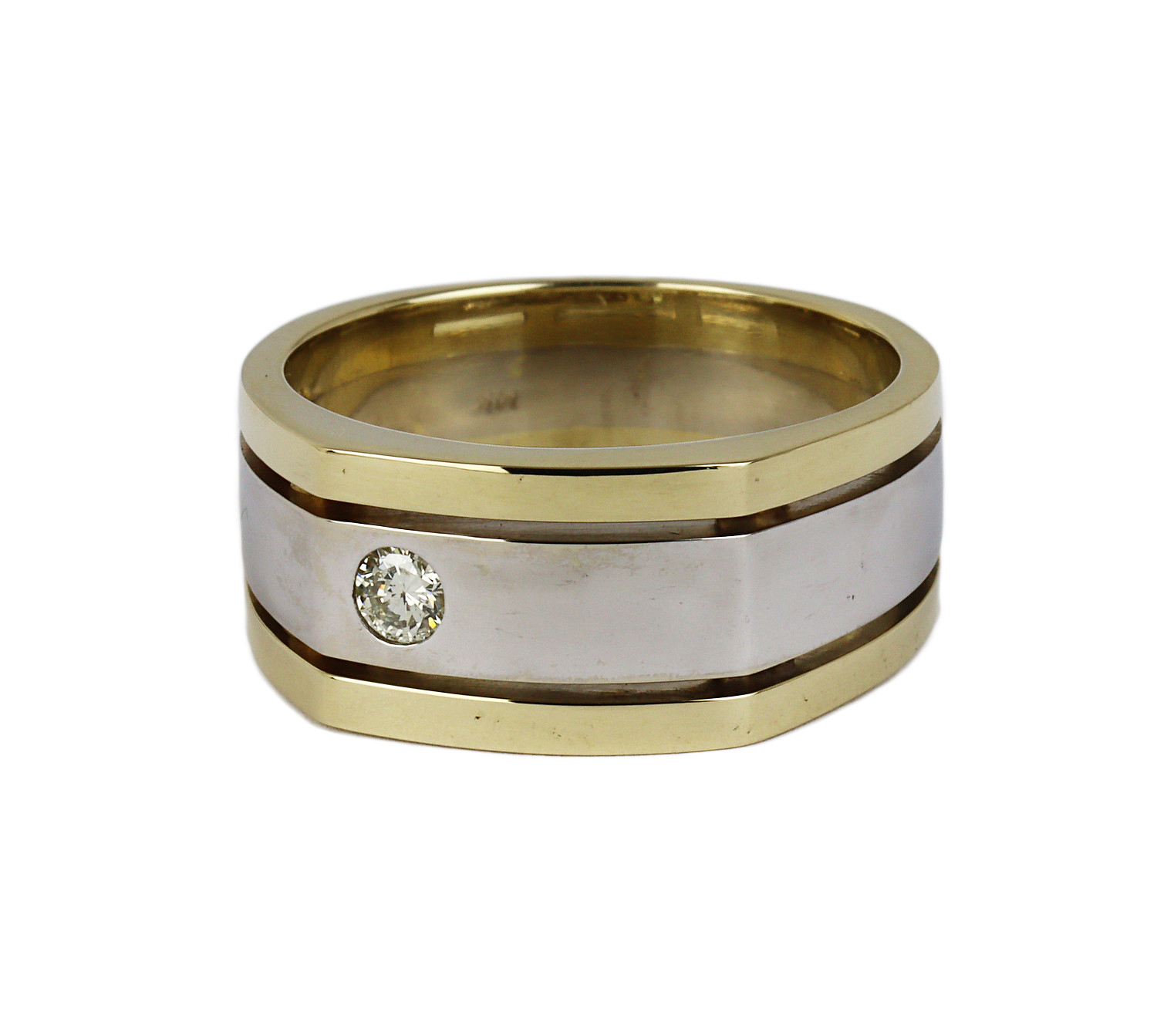 Gallery image of this Men’s 14k Yellow & White Gold Diamond Ring Size 10.25