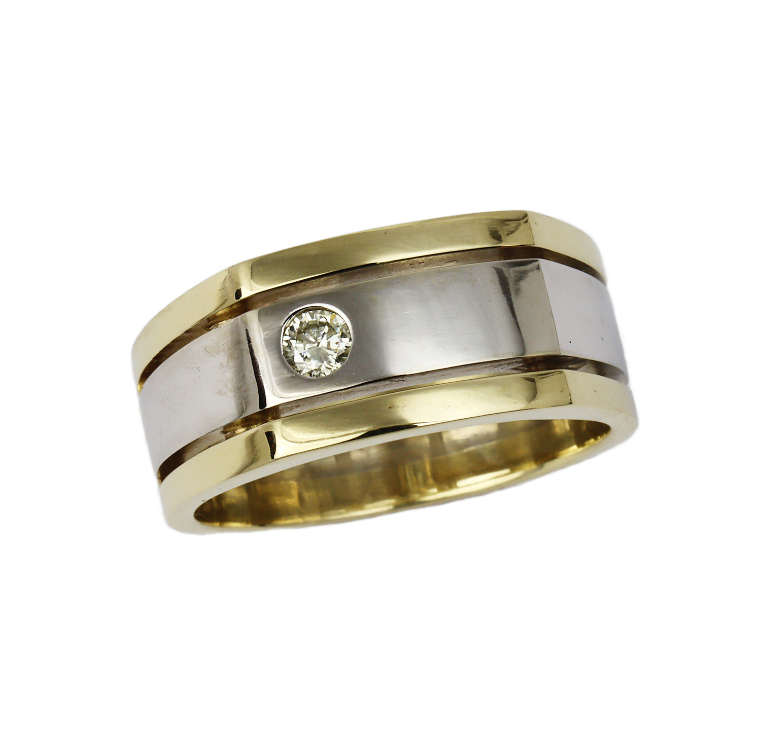 Featured image of this Men’s 14k Yellow & White Gold Diamond Ring Size 10.25