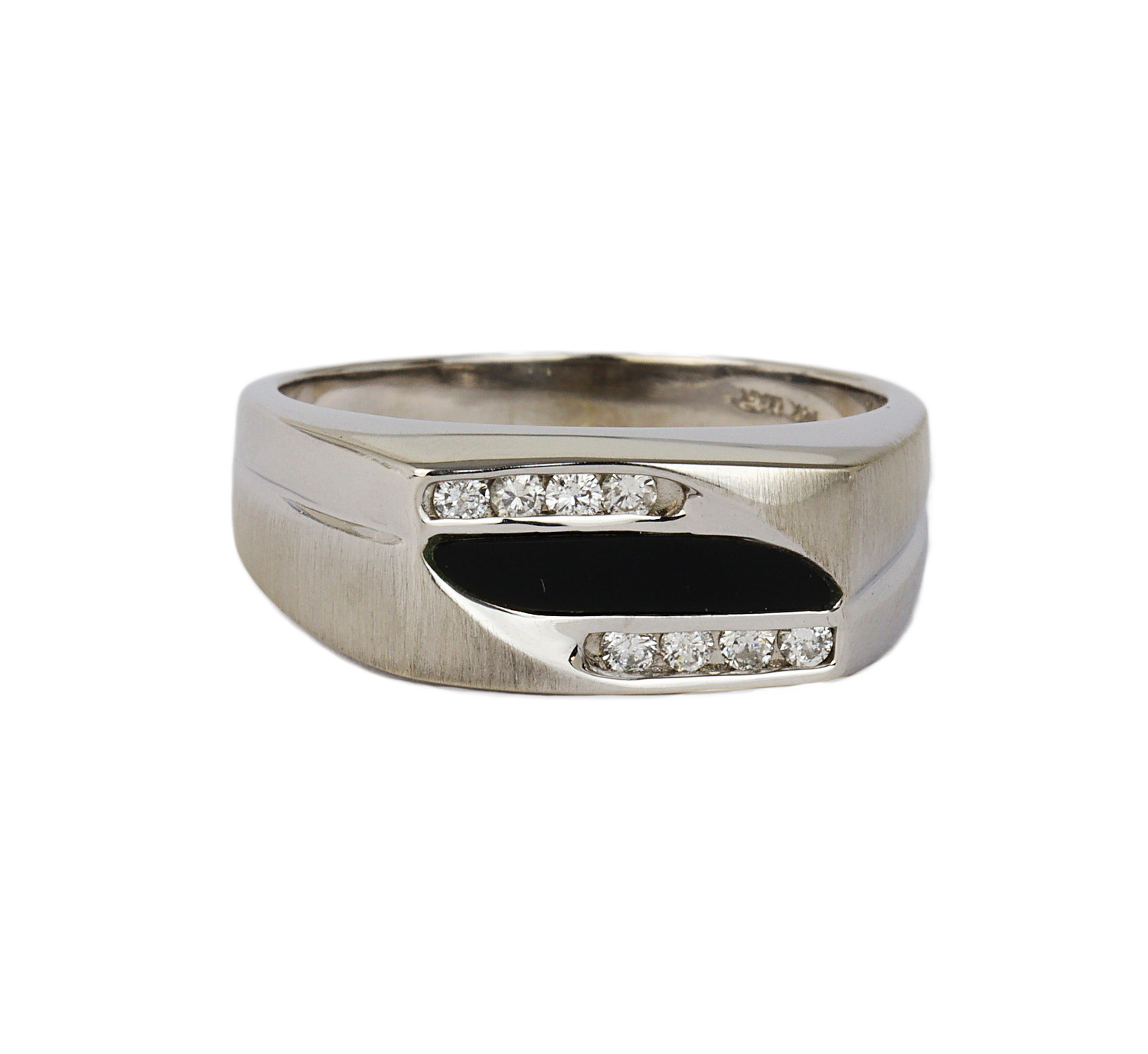 Gallery image of this Men’s 14k White Gold Diamond, Onyx Ring Size 11