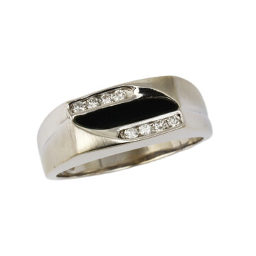 Featured image of this Men’s 14k White Gold Diamond, Onyx Ring Size 11