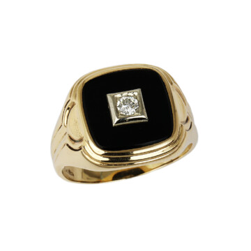 Featured image of this Men’s 10k Yellow Gold Diamond, Onyx Ring Size 11.75