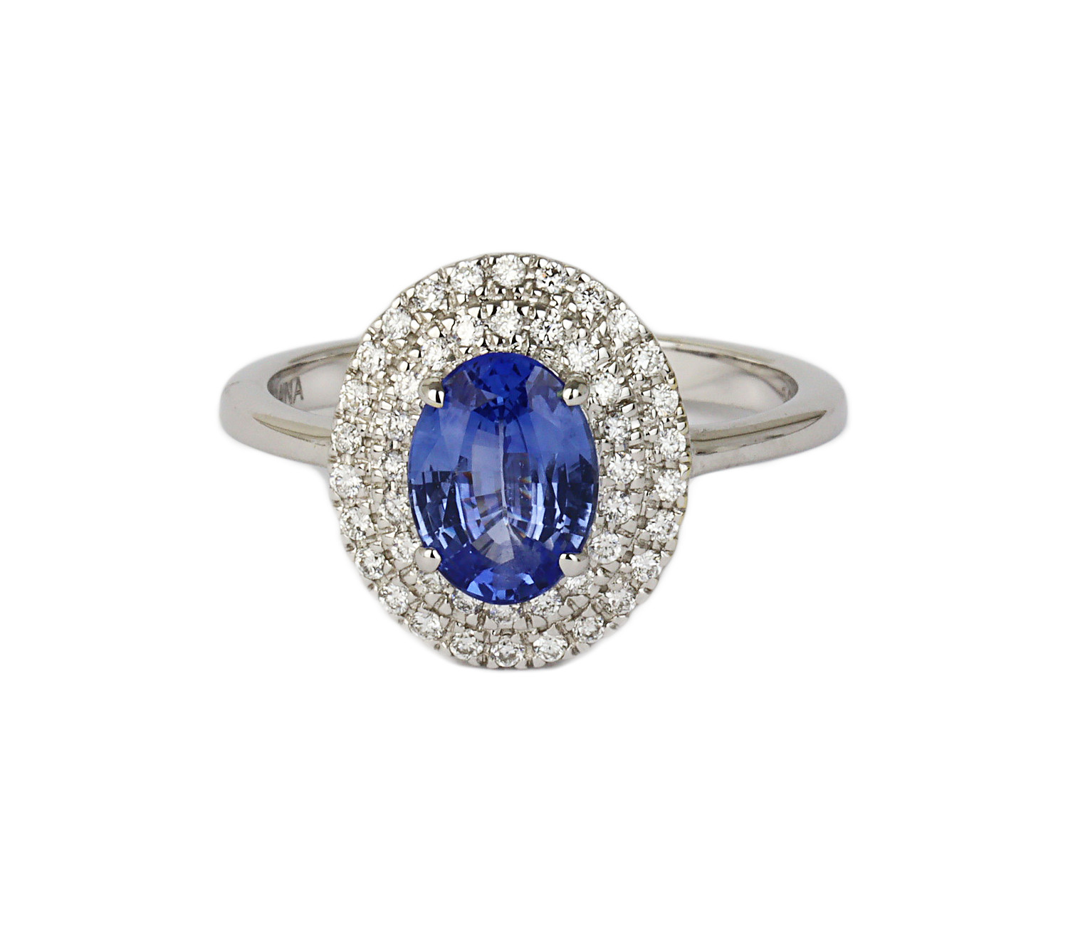Gallery image of this Women’s 18k White Gold Diamond, Sapphire Ring Size 7