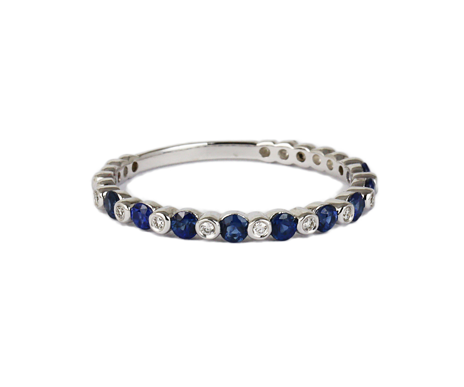 Gallery image of this Fischer Women’s 14k White Gold Diamond, Sapphire Ring Size 7