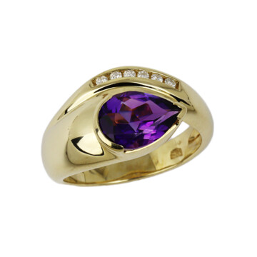Featured image of this Women’s 14k Yellow Gold Amethyst, Diamond Ring Size 6.75