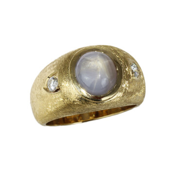 Featured image of this Men’s 14k Yellow Gold Diamond, Star Sapphire Ring Size 9.5
