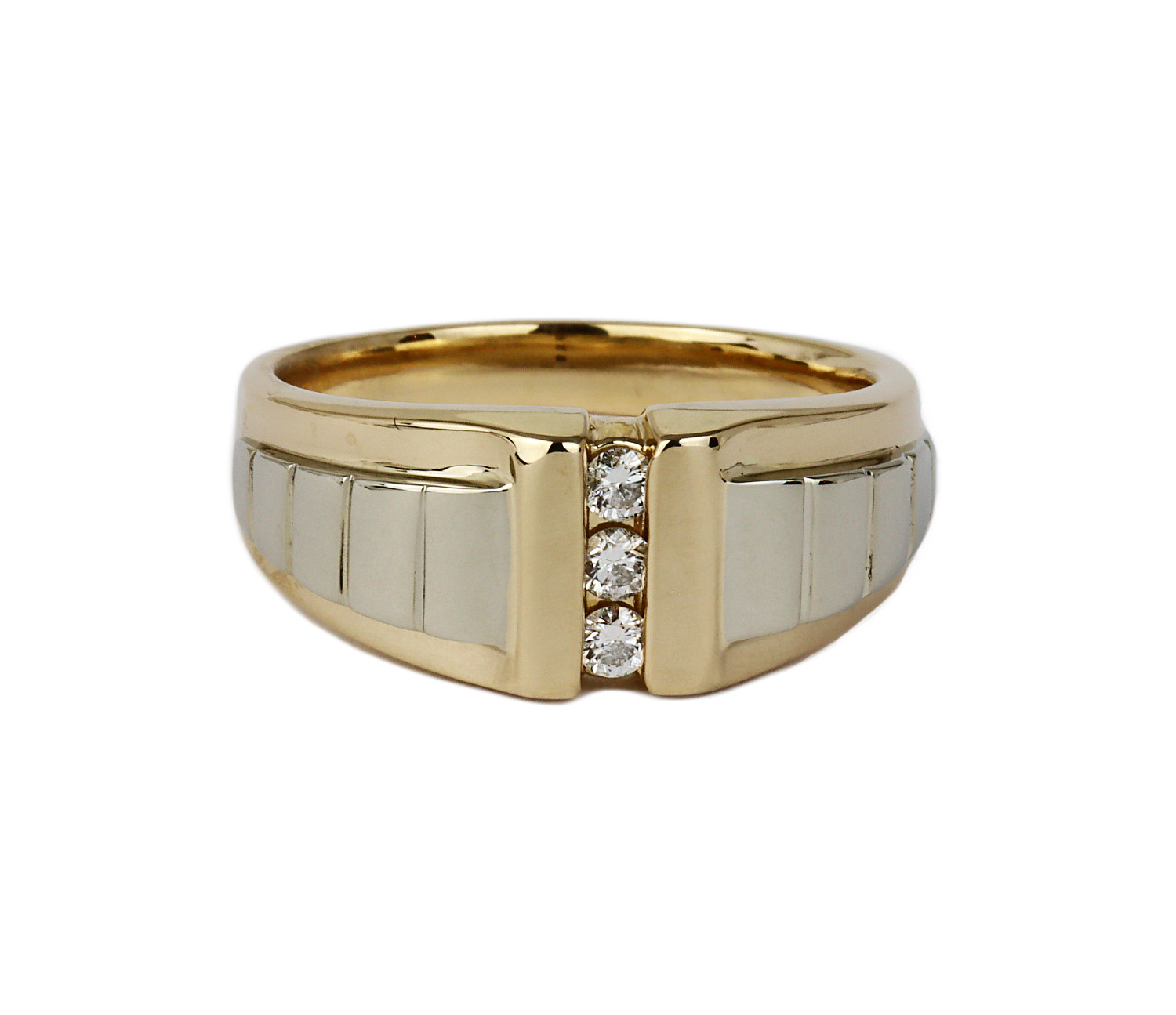 Gallery image of this Men’s 14k Yellow & White Gold Diamond Ring Size 10