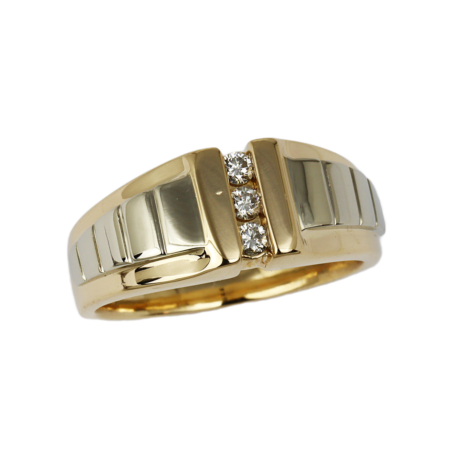 Featured image of this Men’s 14k Yellow & White Gold Diamond Ring Size 10