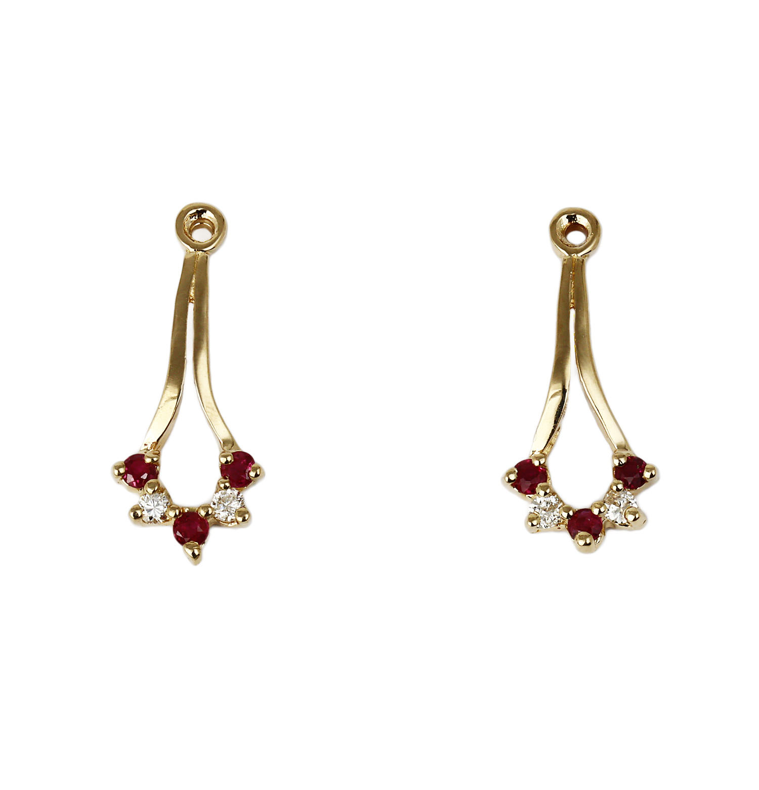Featured image of this Women’s 14k Yellow Gold Diamond, Ruby Earring Jackets