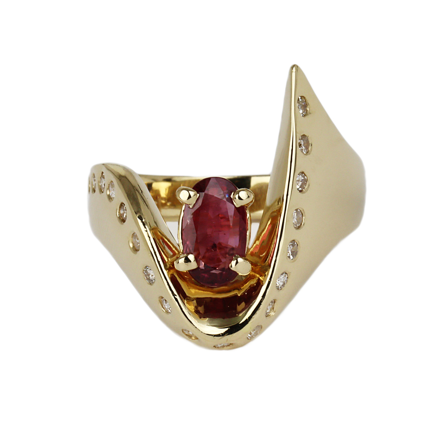 Gallery image of this Women’s 14k Yellow Gold Diamond, Ruby Ring Size 6.5